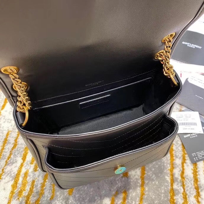 Saint Laurent Niki Baby Chain Bag in Black Quilted Leather