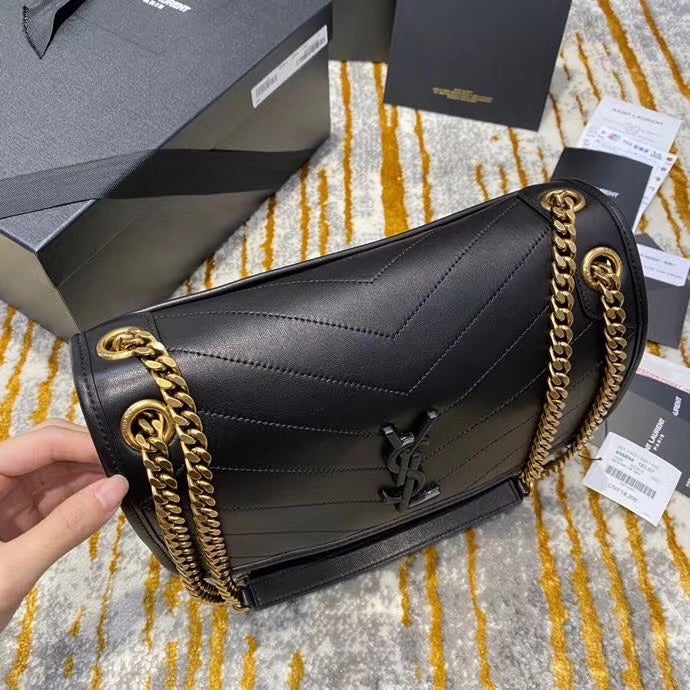 Saint Laurent Niki Medium Shoulder Bag - Black Quilted Leather with Gold-Tone Hardware