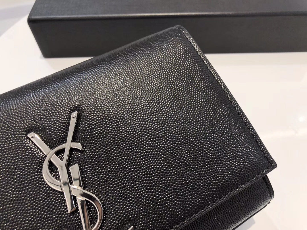 Saint Laurent Kate Small Tassel Shoulder Bag in Black Grained Leather