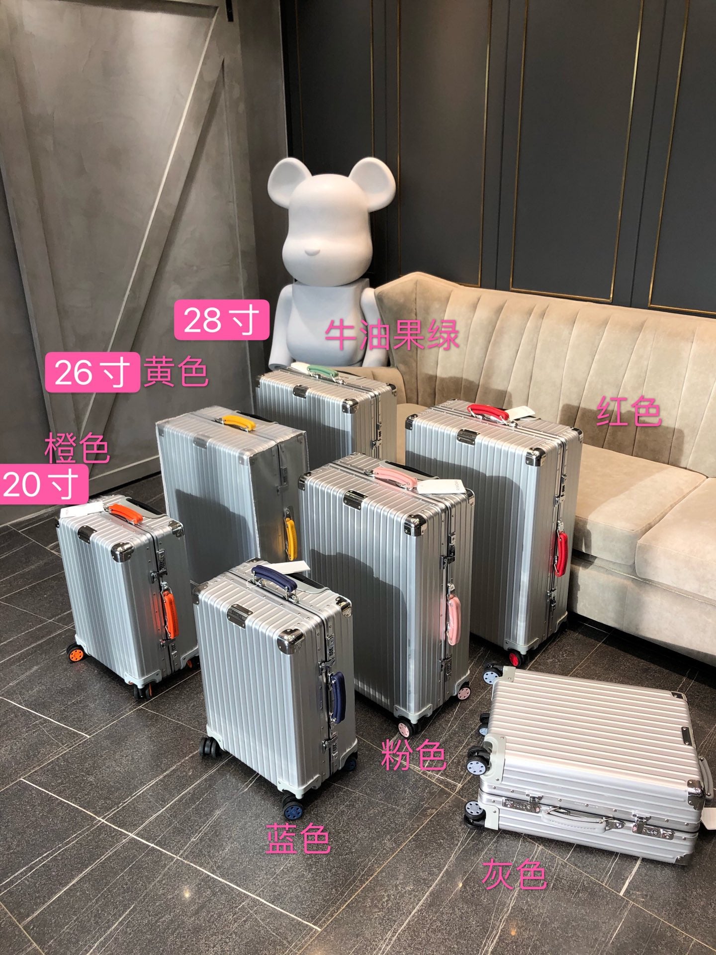 Metallic Silver Aluminum Frame Hardshell Spinner Luggage Suitcase