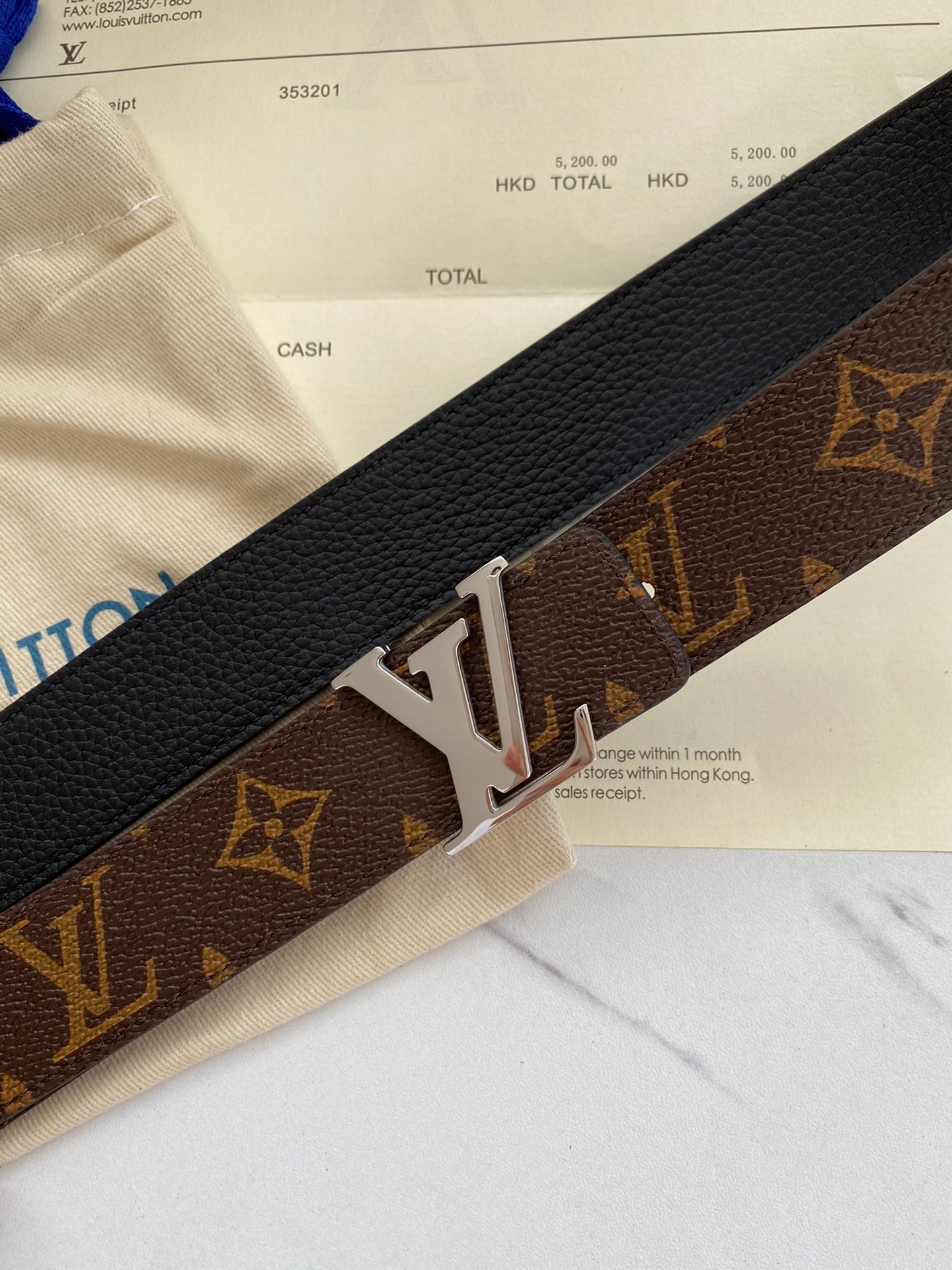 Louis Vuitton Men's LV Initiales 40mm Belt in Monogram Canvas with Silver-Tone Buckle, Brown