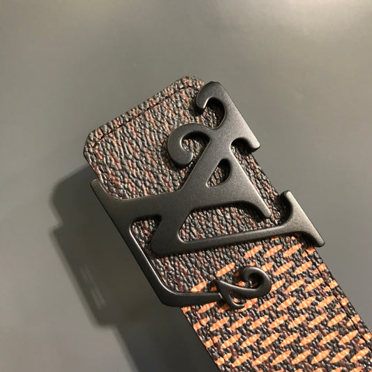 Louis Vuitton x Nigo Squared LV Initiales Belt, Matte Black Buckle, Giant Damier Ebene Canvas, Men's Designer Accessory