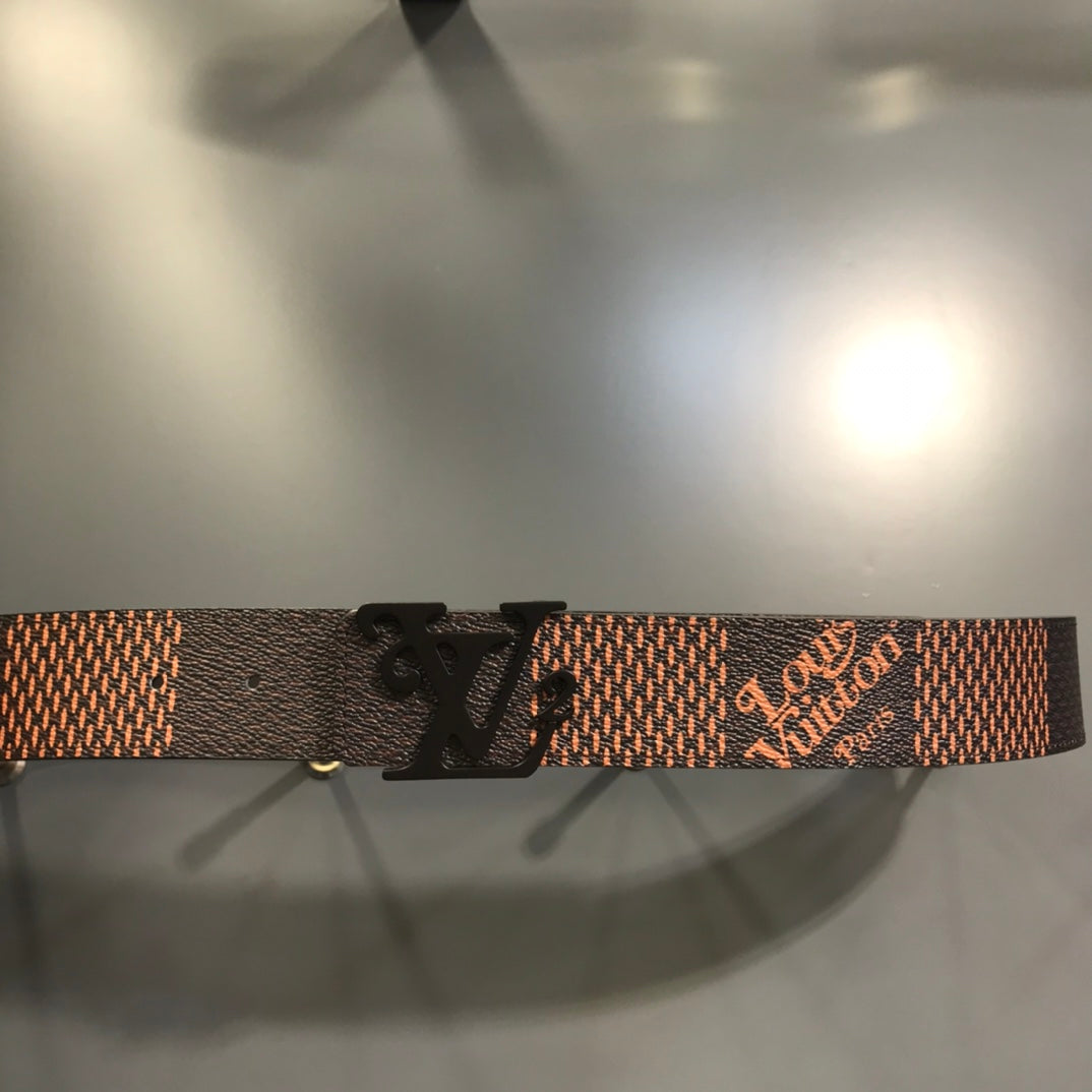 Louis Vuitton x Nigo Squared LV Initiales Belt, Matte Black Buckle, Giant Damier Ebene Canvas, Men's Designer Accessory