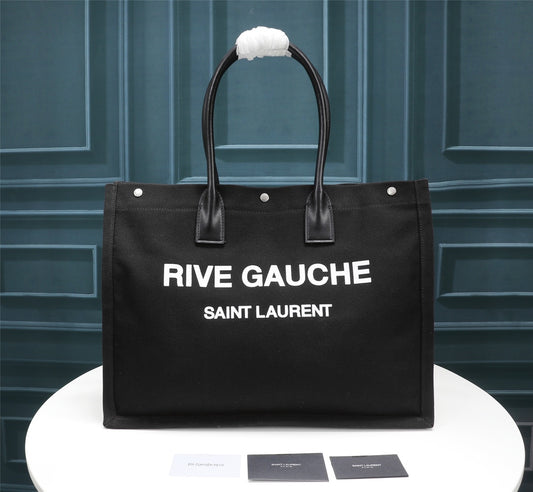 Saint Laurent Rive Gauche Tote Bag in Black Canvas