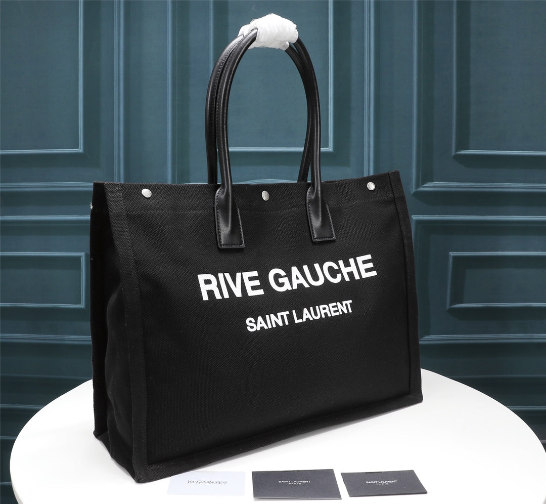 Saint Laurent Rive Gauche Tote Bag in Black Canvas