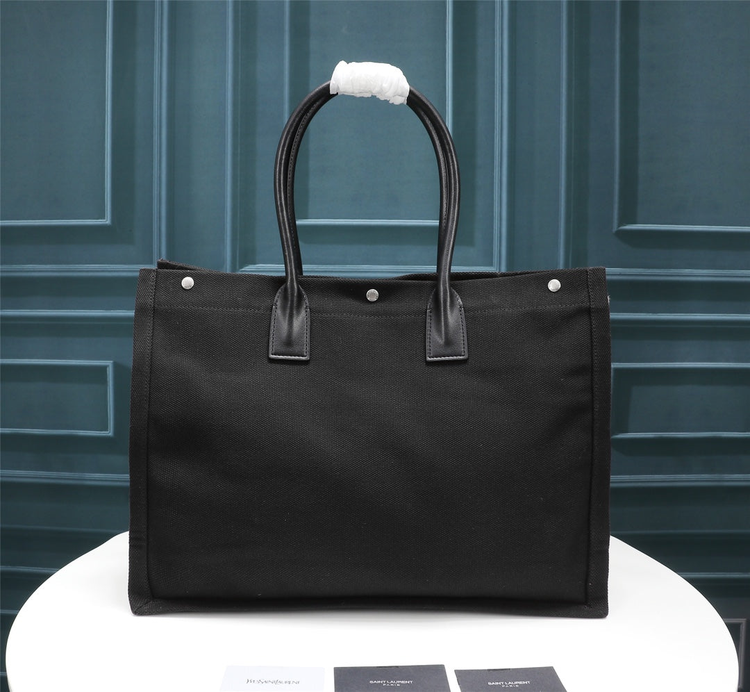 Saint Laurent Rive Gauche Tote Bag in Black Canvas