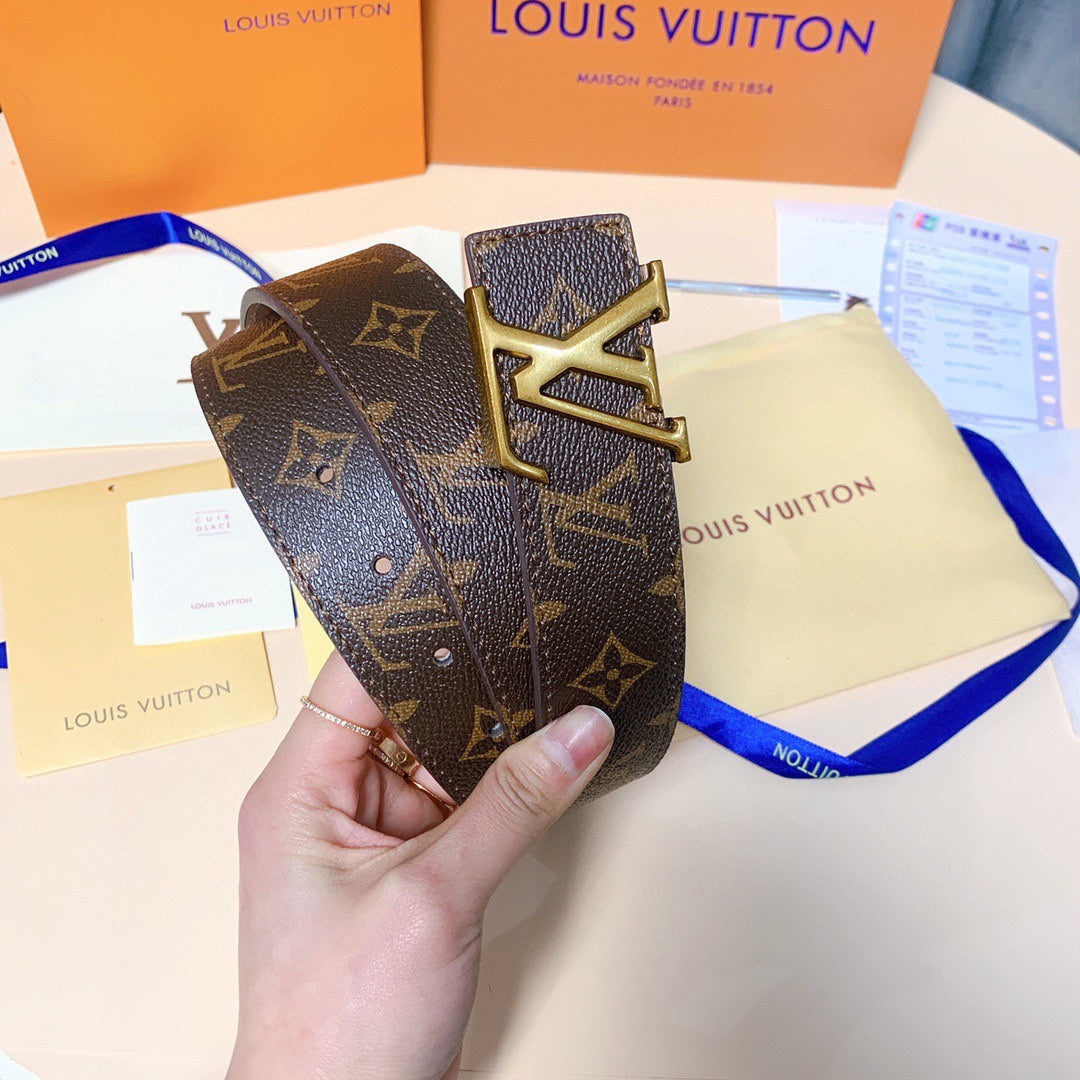 Louis Vuitton Monogram Canvas Belt, Classic Designer Accessory, Includes Original Box, Shopping Bag, and Dust Bag