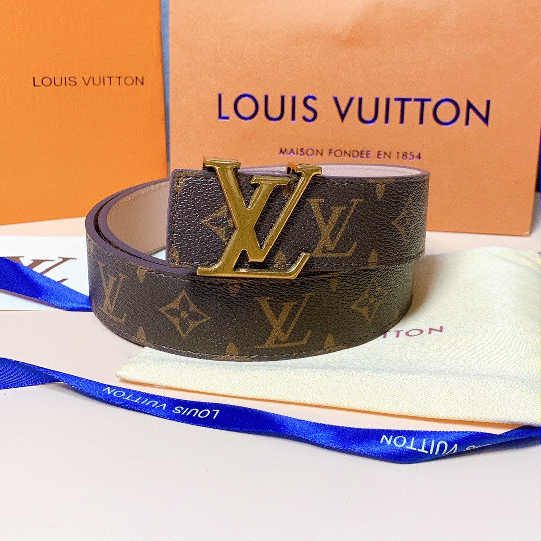 Louis Vuitton Monogram Canvas Belt, Classic Designer Accessory, Includes Original Box, Shopping Bag, and Dust Bag