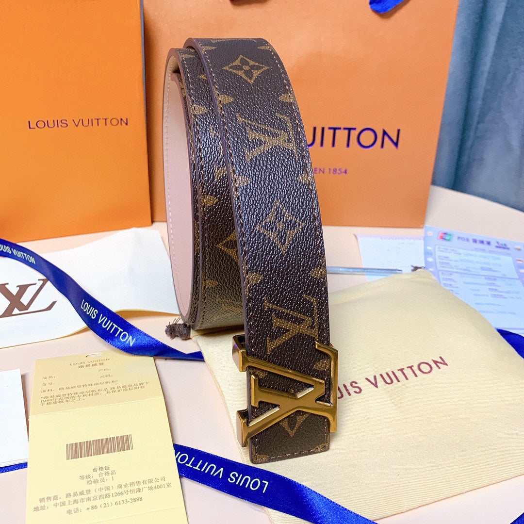 Louis Vuitton Monogram Canvas Belt, Classic Designer Accessory, Includes Original Box, Shopping Bag, and Dust Bag