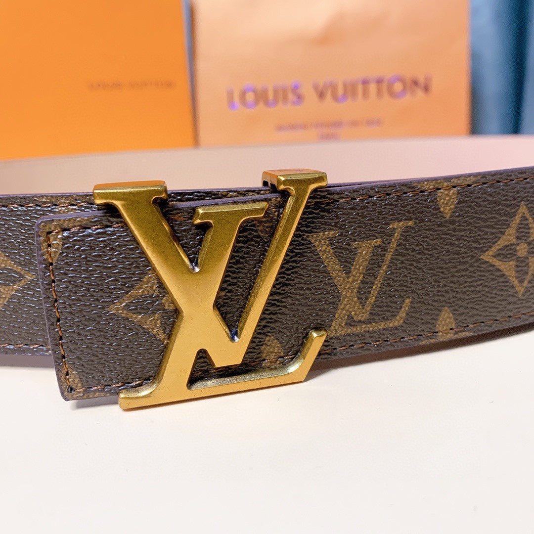 Louis Vuitton Monogram Canvas Belt, Classic Designer Accessory, Includes Original Box, Shopping Bag, and Dust Bag