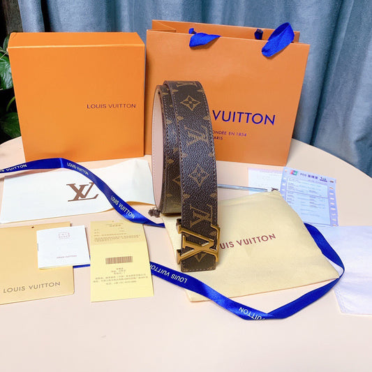 Louis Vuitton Monogram Canvas Belt, Classic Designer Accessory, Includes Original Box, Shopping Bag, and Dust Bag