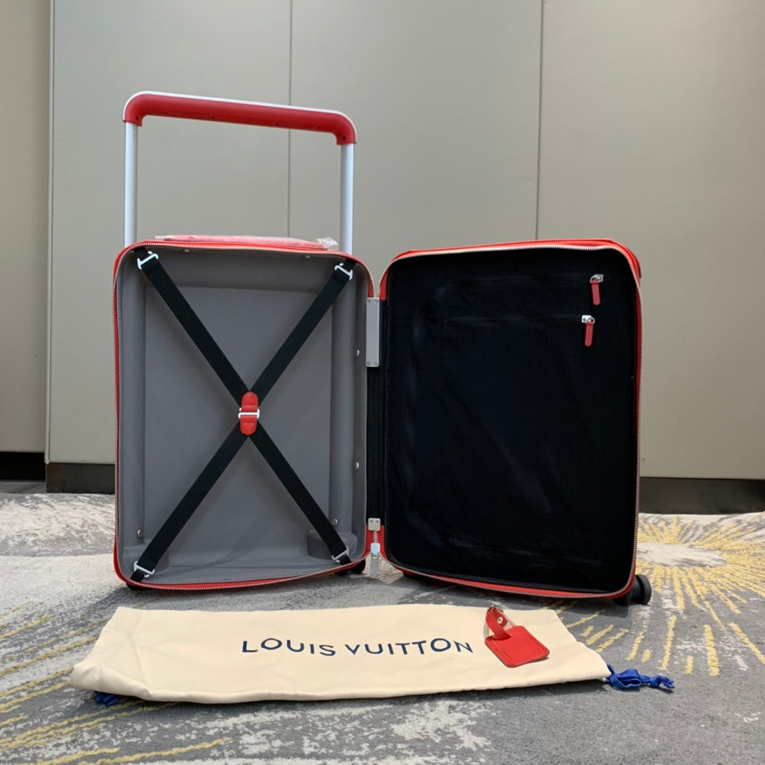 Modern Red Hardside Carry-On Spinner Luggage with Wide Handle