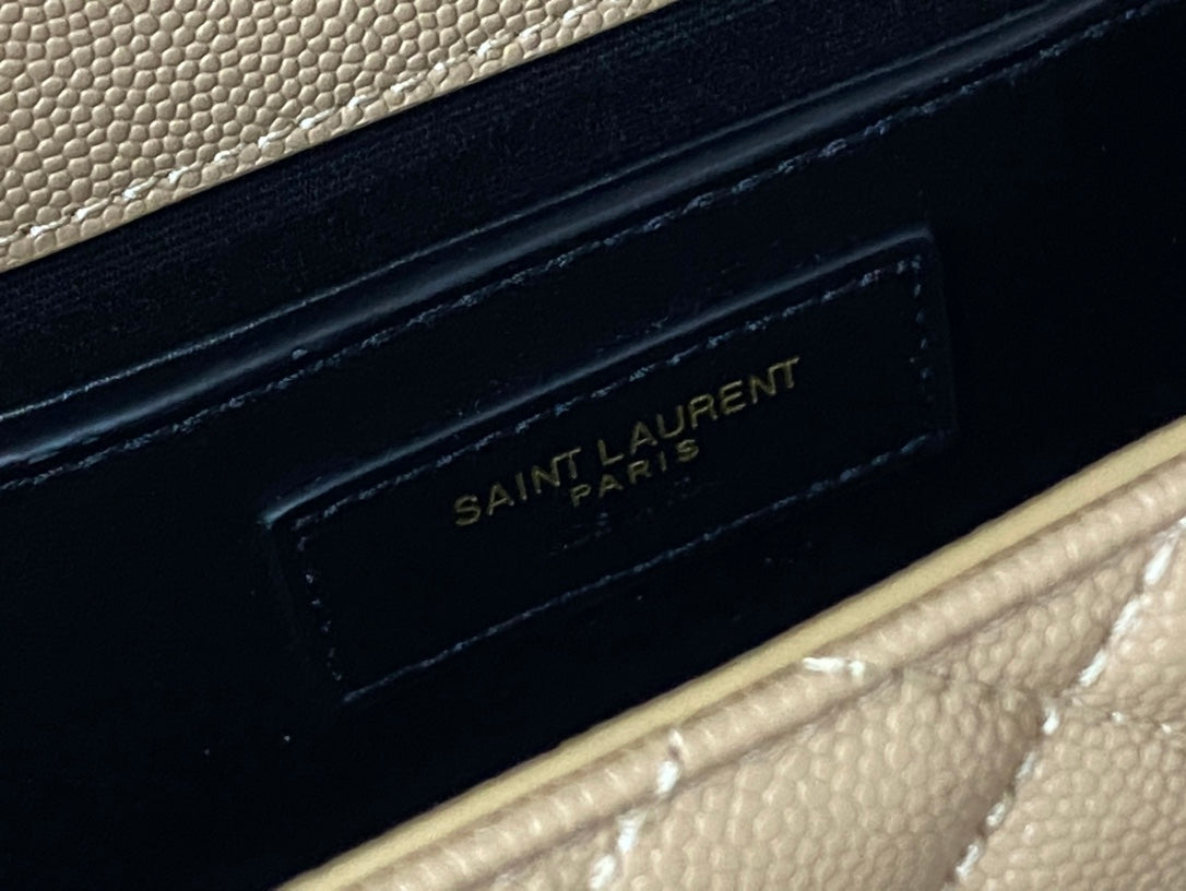 Saint Laurent Monogram Medium Envelope Bag in Quilted Leather - Beige