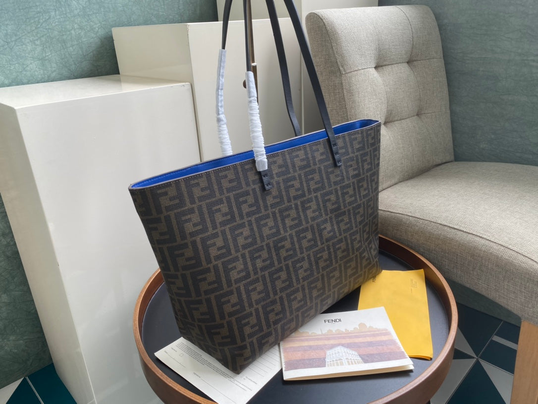 Fendi Zucca Print Canvas Tote Bag - Brown FF Monogram Shoulder Bag