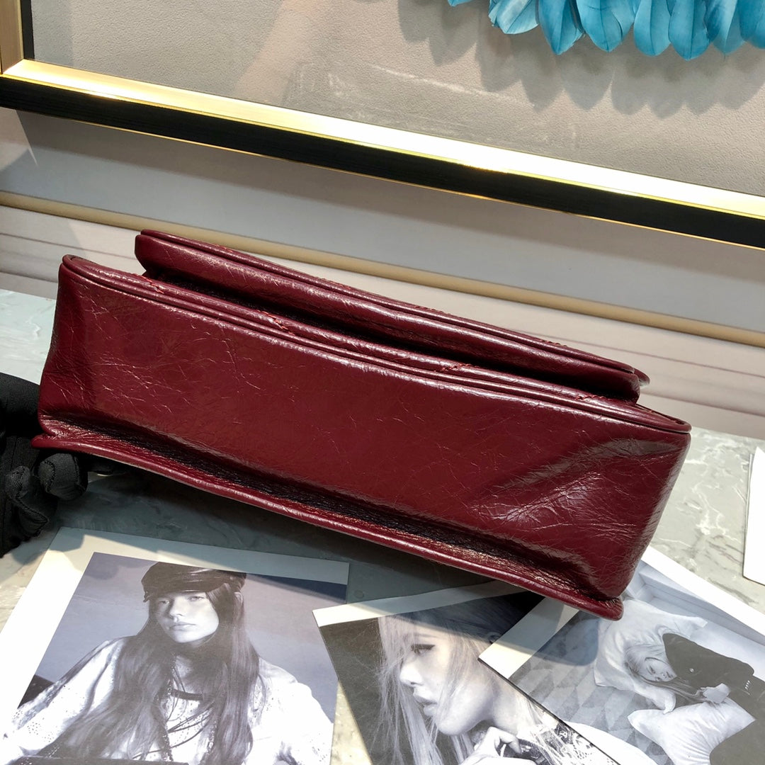 Saint Laurent Niki Medium Shoulder Bag in Burgundy Crinkled Vintage Leather