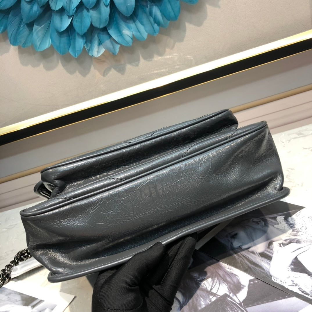 Saint Laurent Niki Medium Chain Bag in Grey Vintage Leather