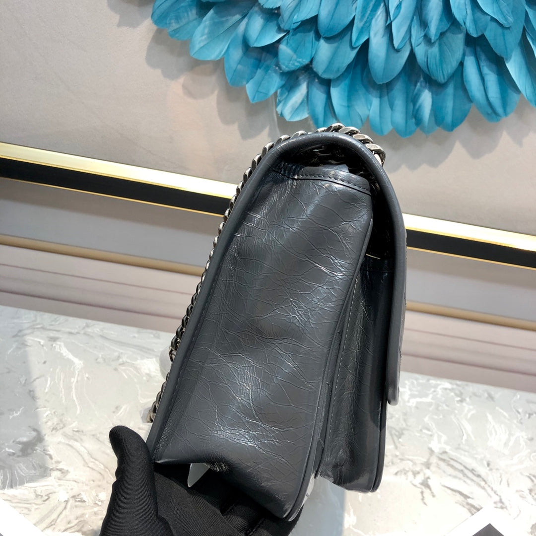 Saint Laurent Niki Medium Chain Bag in Grey Vintage Leather