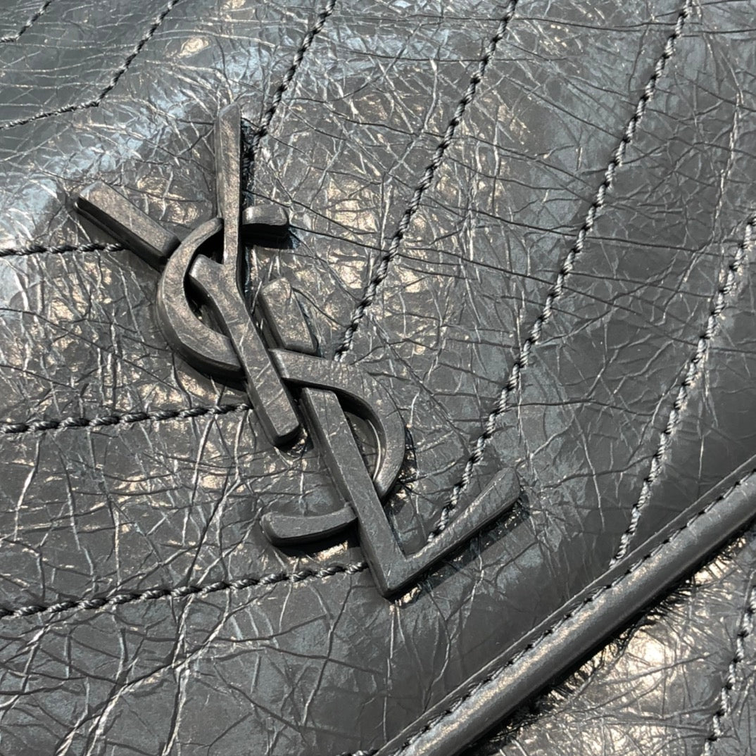 Saint Laurent Niki Medium Chain Bag in Grey Vintage Leather