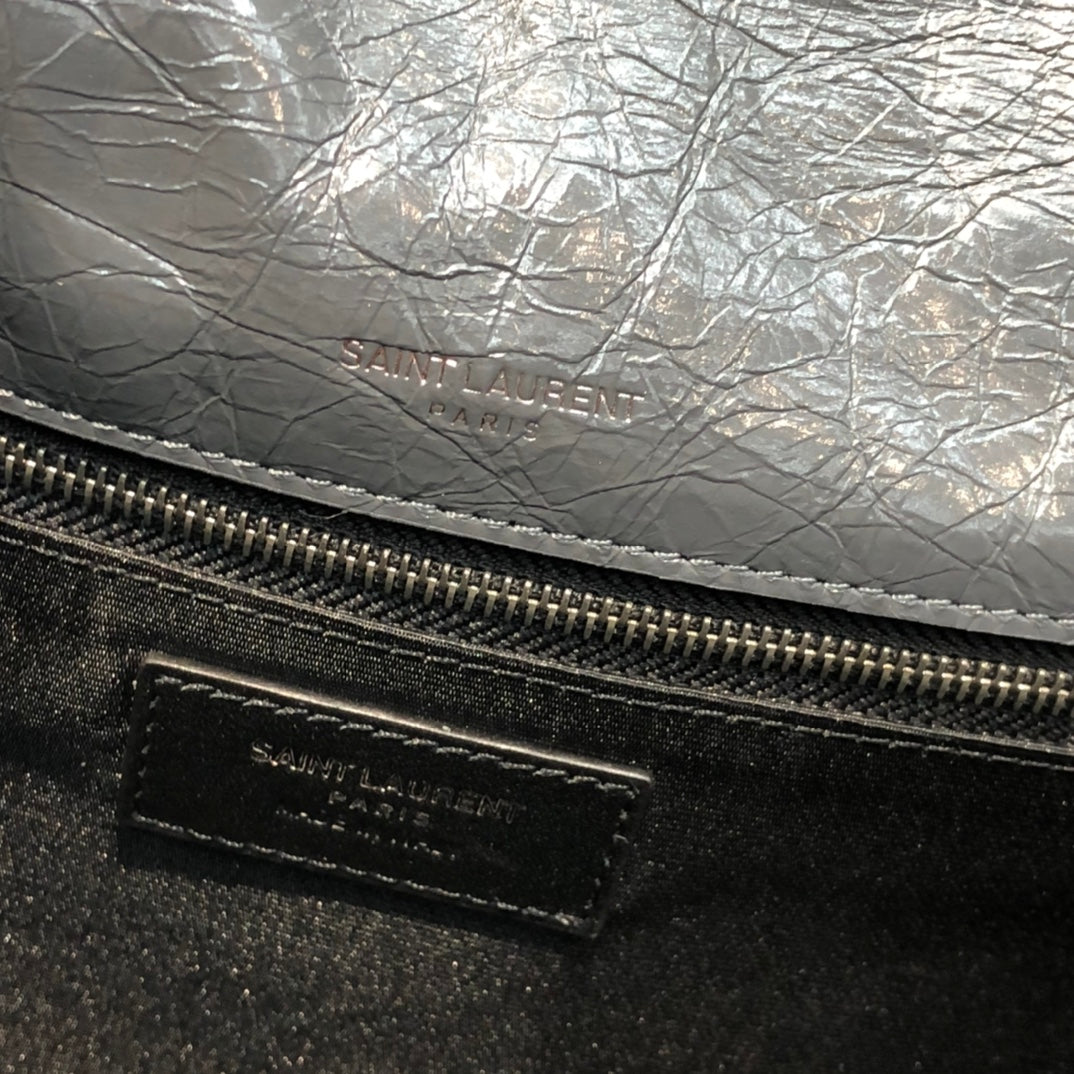 Saint Laurent Niki Medium Chain Bag in Grey Vintage Leather