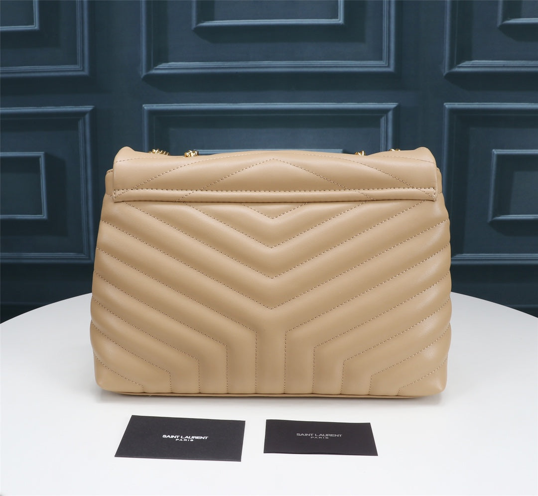 Saint Laurent Loulou Small Quilted Leather Shoulder Bag - Beige