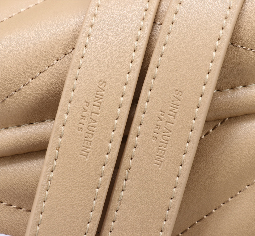 Saint Laurent Loulou Small Quilted Leather Shoulder Bag - Beige