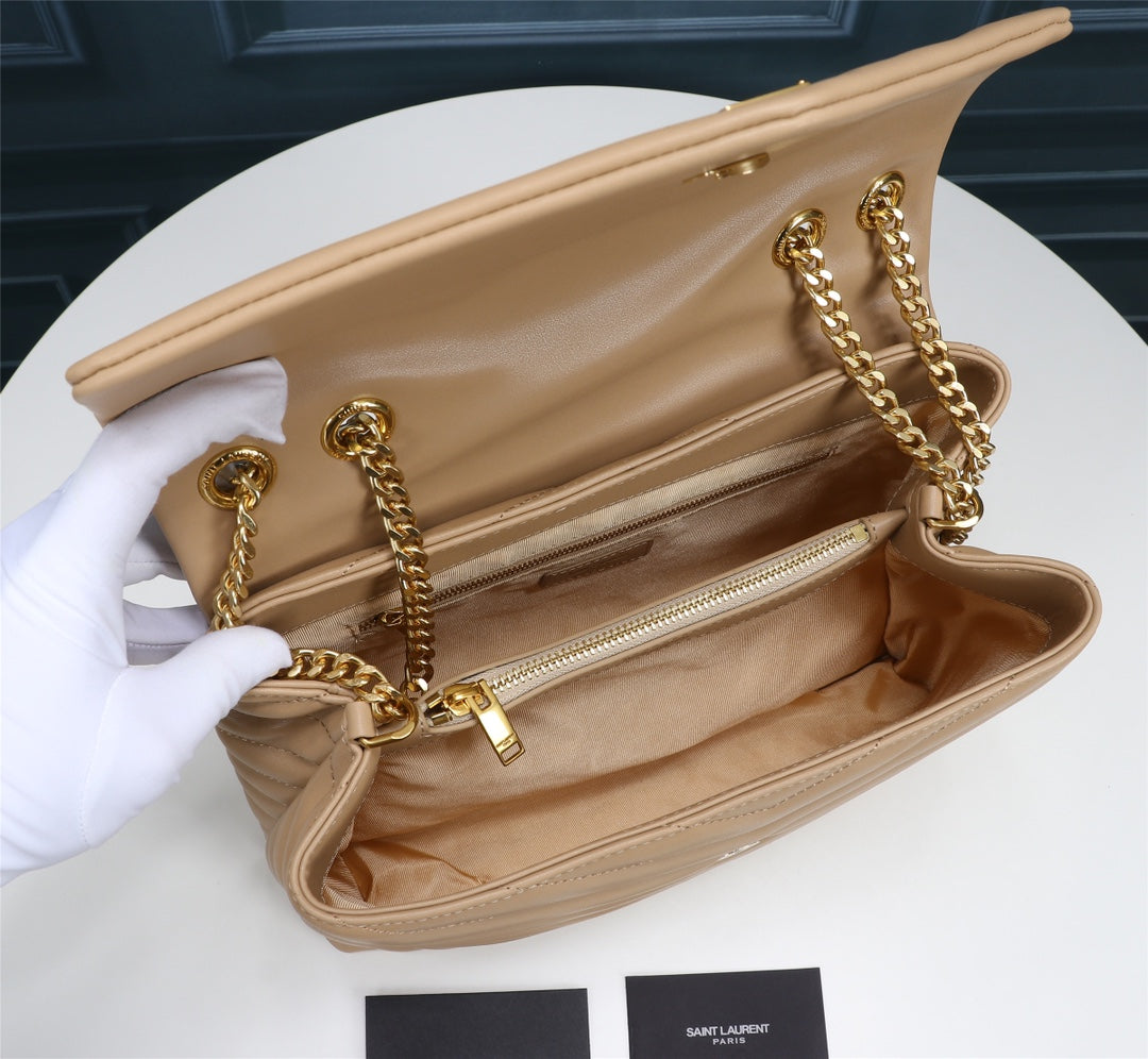 Saint Laurent Loulou Small Quilted Leather Shoulder Bag - Beige