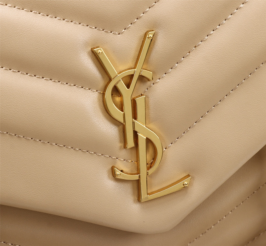 Saint Laurent Loulou Small Quilted Leather Shoulder Bag - Beige