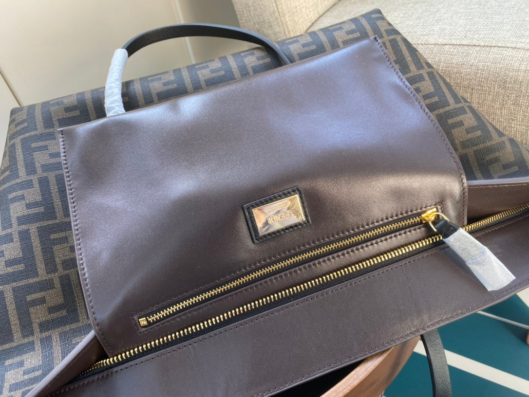 Fendi Zucca Print Canvas Tote Bag - Classic Dark Brown Monogram Handbag