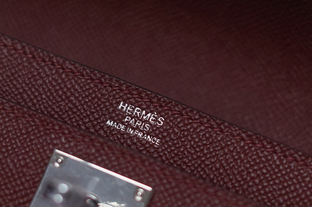 Elegant Burgundy Leather Envelope Clutch with Silver Hardware
