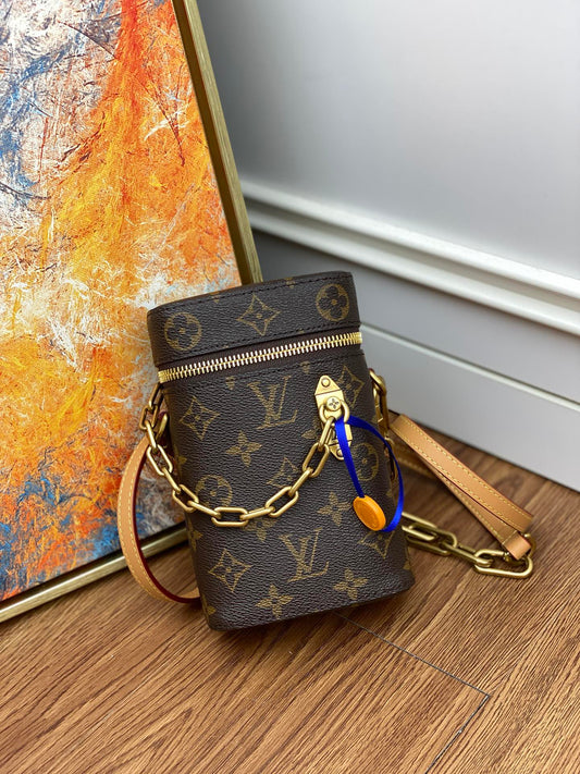Louis Vuitton Monogram Phone Box Crossbody Bag with Gold Chain
