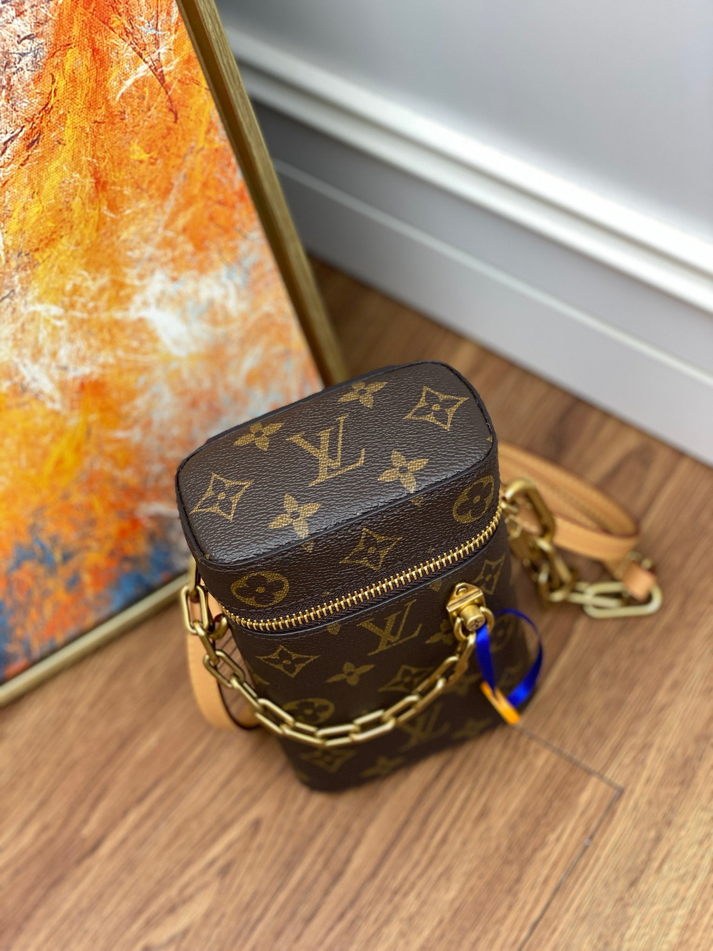 Louis Vuitton Monogram Phone Box Crossbody Bag with Gold Chain
