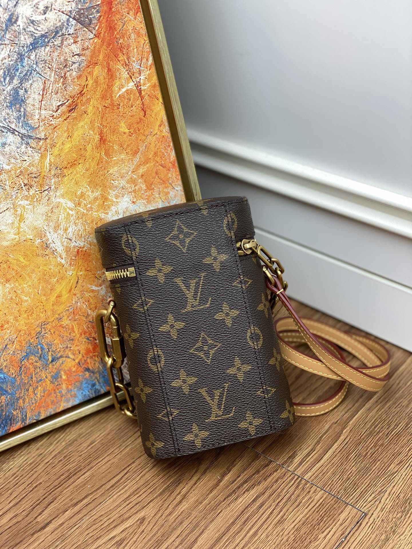 Louis Vuitton Monogram Phone Box Crossbody Bag with Gold Chain
