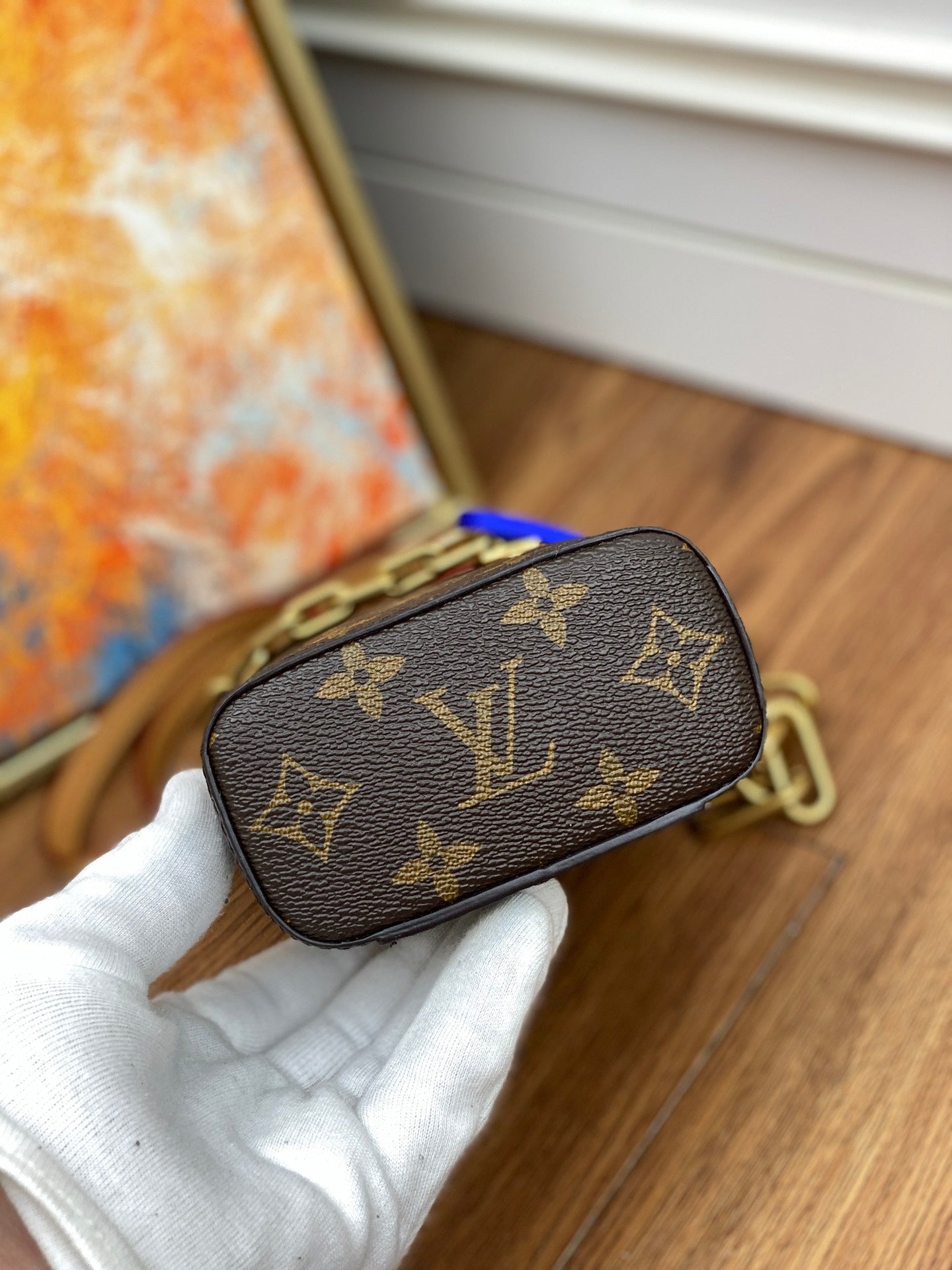 Louis Vuitton Monogram Phone Box Crossbody Bag with Gold Chain