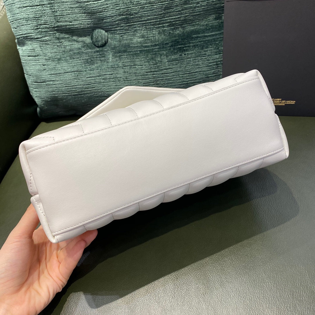 Saint Laurent Loulou Small Shoulder Bag in White Quilted Leather - 23cm