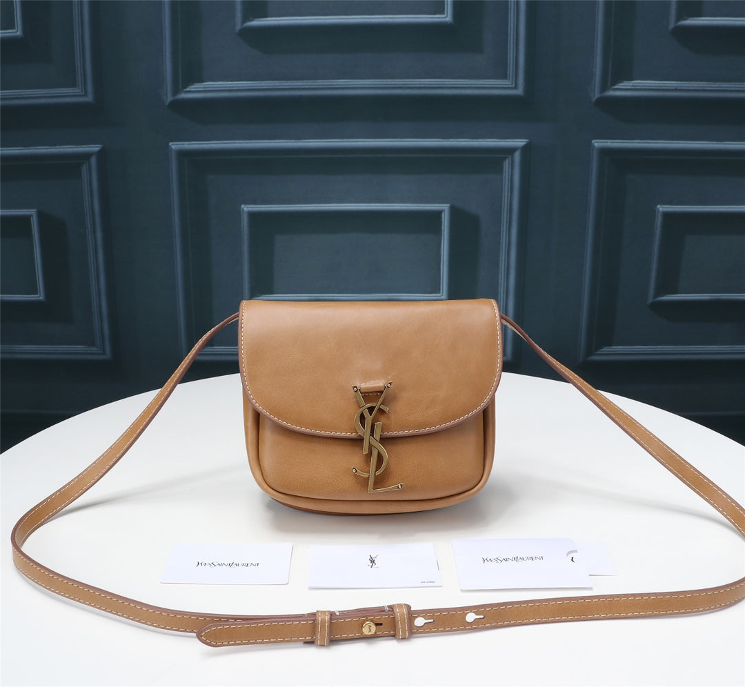 Saint Laurent Kaia Small Shoulder Bag in Tan Vegetable-Tanned Leather