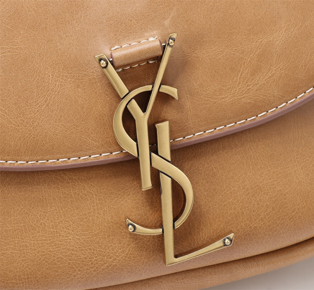 Saint Laurent Kaia Small Shoulder Bag in Tan Vegetable-Tanned Leather