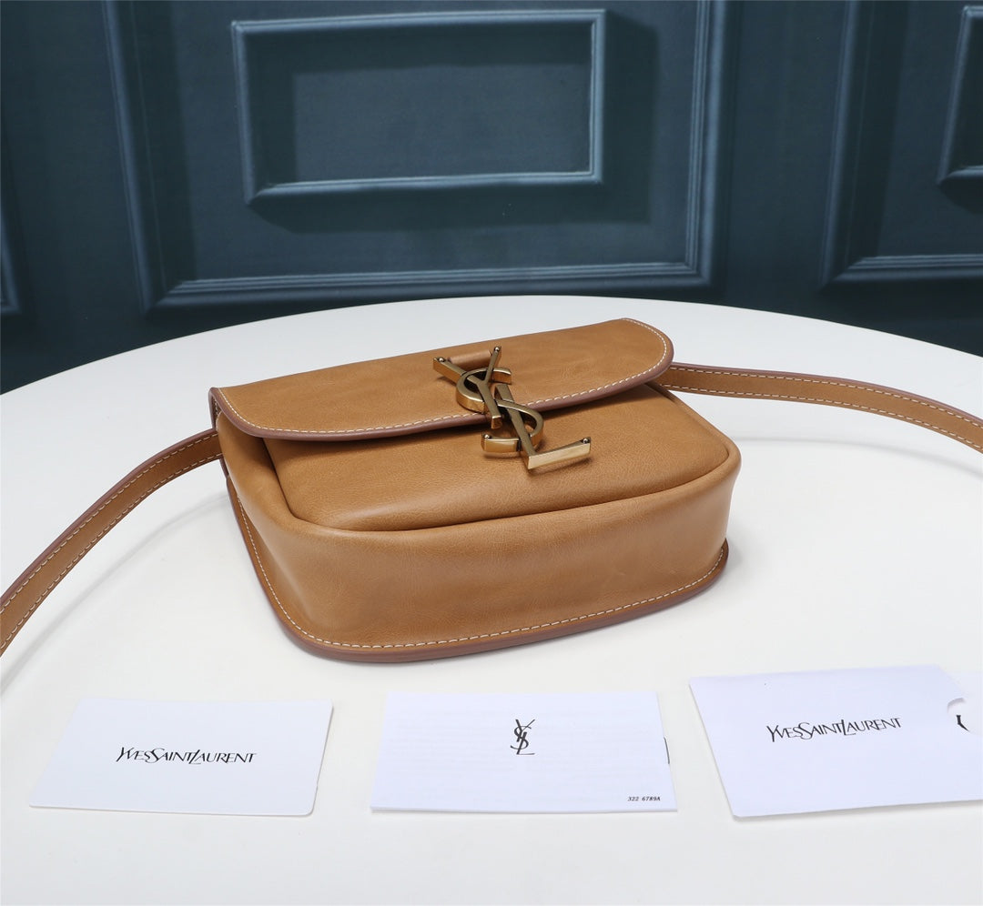 Saint Laurent Kaia Small Shoulder Bag in Tan Vegetable-Tanned Leather