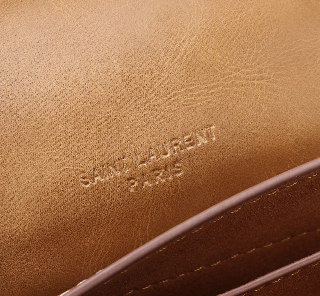 Saint Laurent Kaia Small Shoulder Bag in Tan Vegetable-Tanned Leather