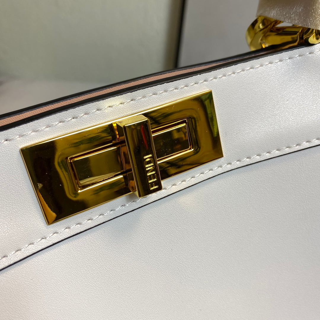 Elegant White Leather Top Handle Handbag with Scarf-Wrapped Handle and Shoulder Strap