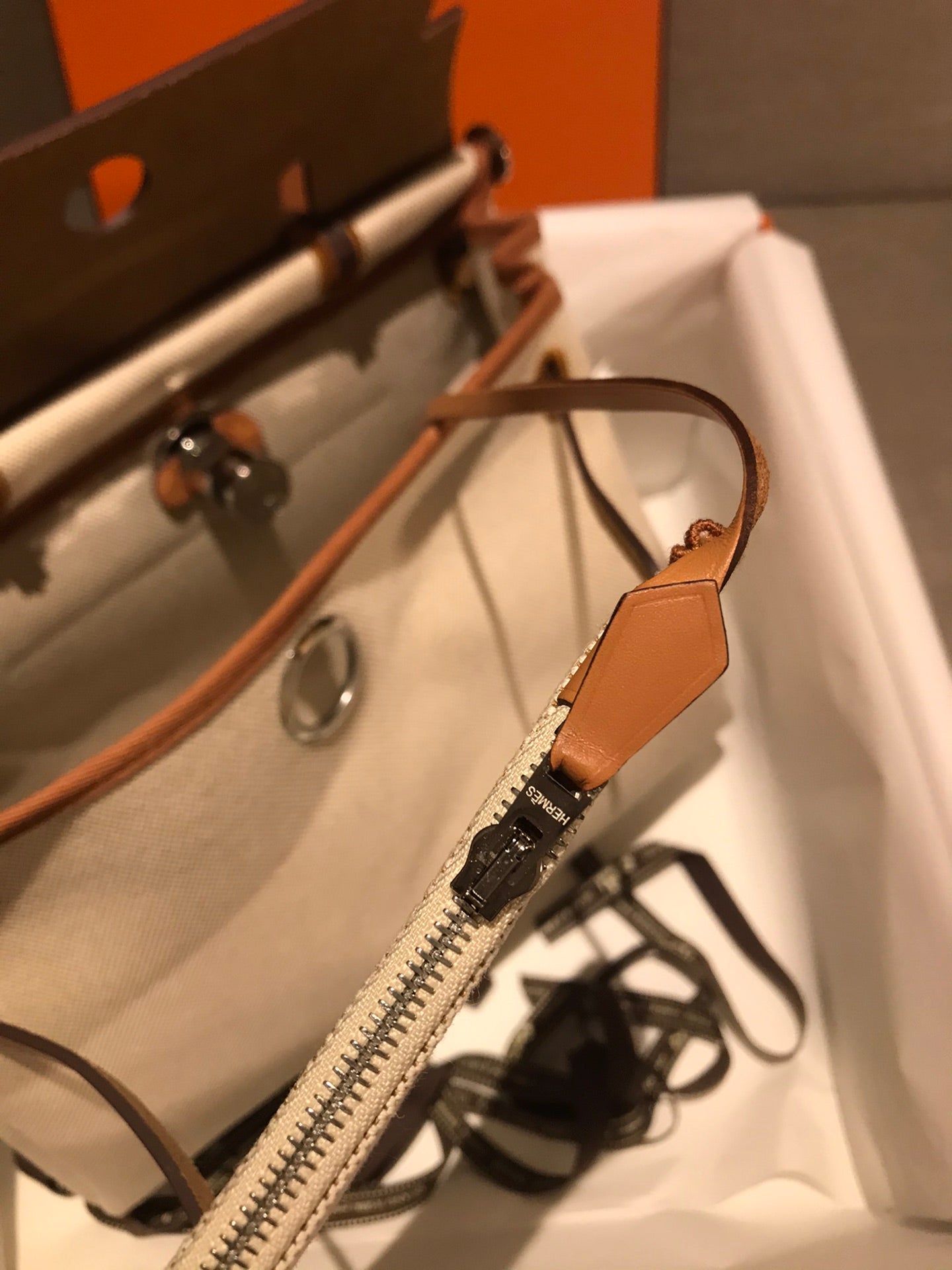 Hermès Herbag Zip Canvas and Leather Handbag - Beige and Tan