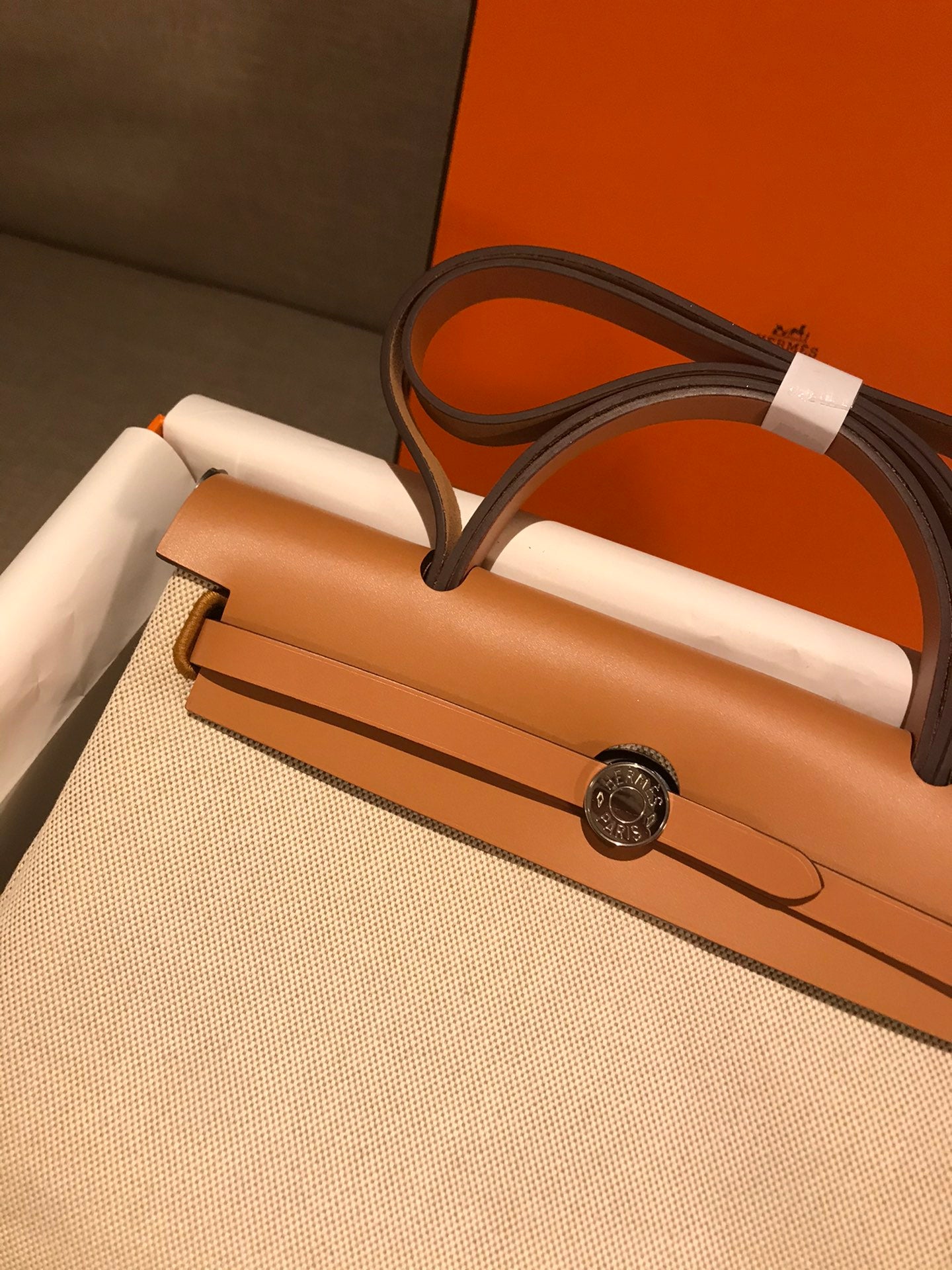 Hermès Herbag Zip Canvas and Leather Handbag - Beige and Tan