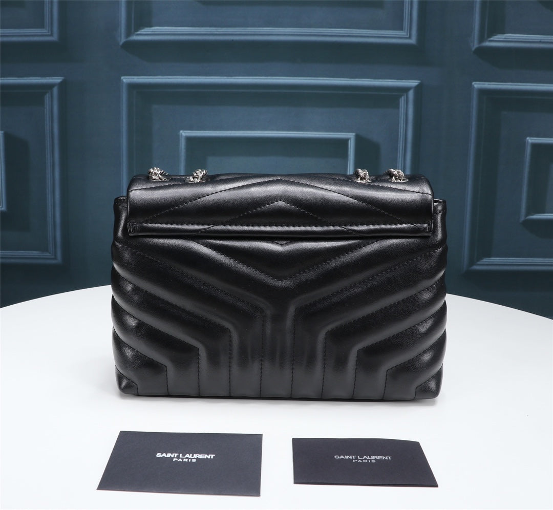 Saint Laurent Loulou Medium Quilted Leather Shoulder Bag - Black/Silver