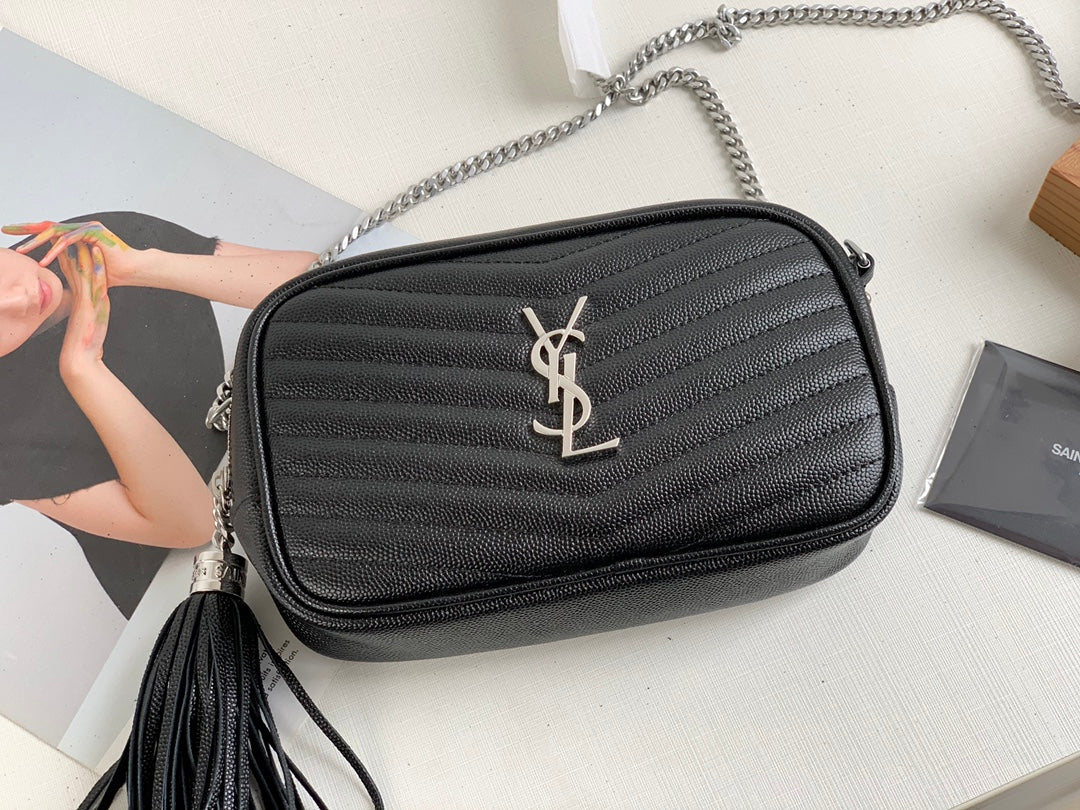 Saint Laurent Lou Camera Bag in Quilted Leather - Black