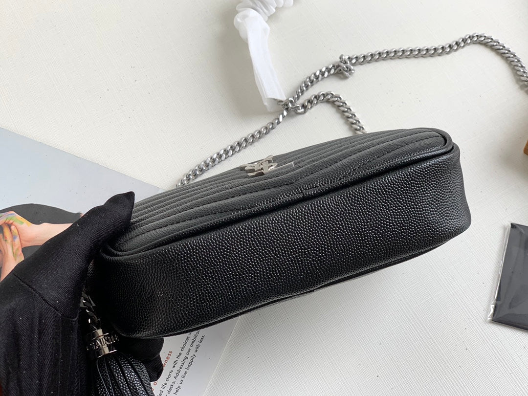 Saint Laurent Lou Camera Bag in Quilted Leather - Black