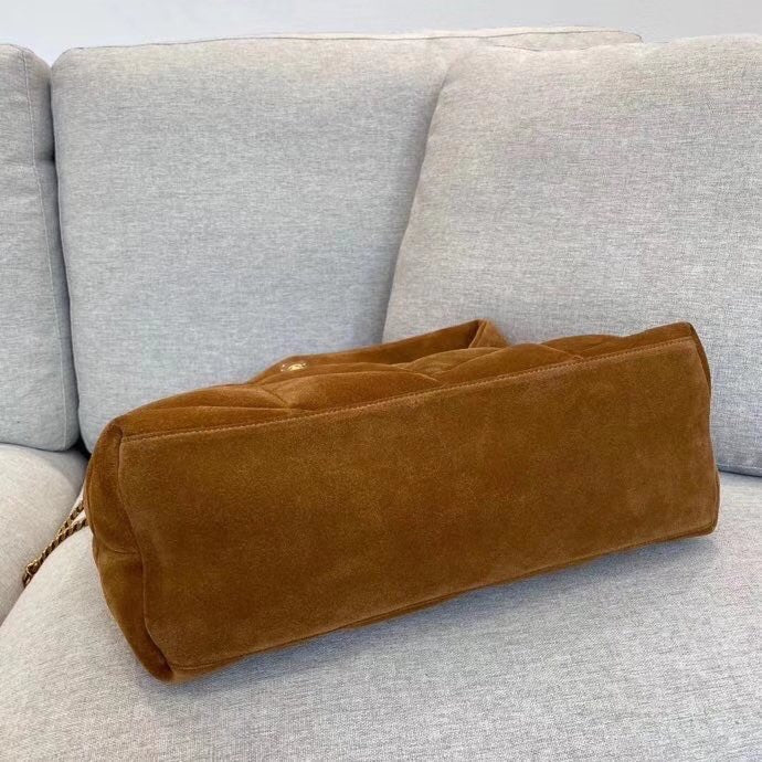 Saint Laurent Medium Puffer Loulou Bag in Quilted Suede - Cinnamon Brown
