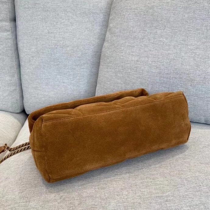 Saint Laurent Loulou Puffer Small Tan Suede Shoulder Bag