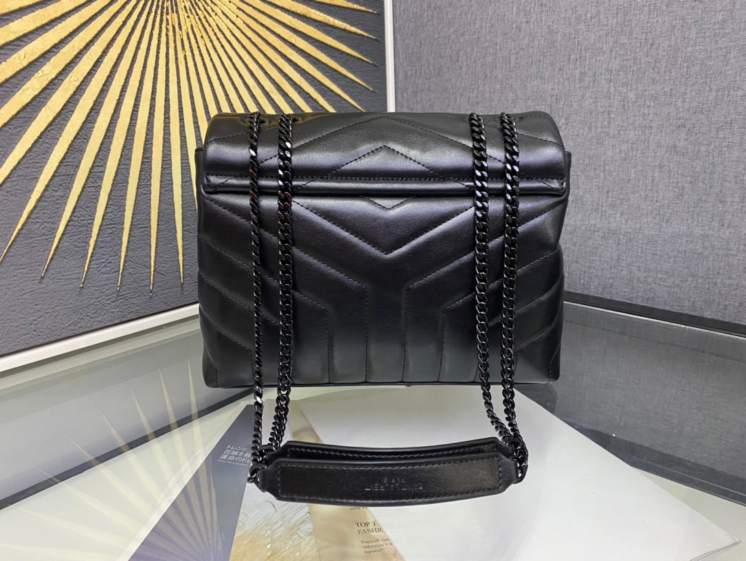 Saint Laurent Loulou Small Shoulder Bag in Quilted Leather - Black on Black