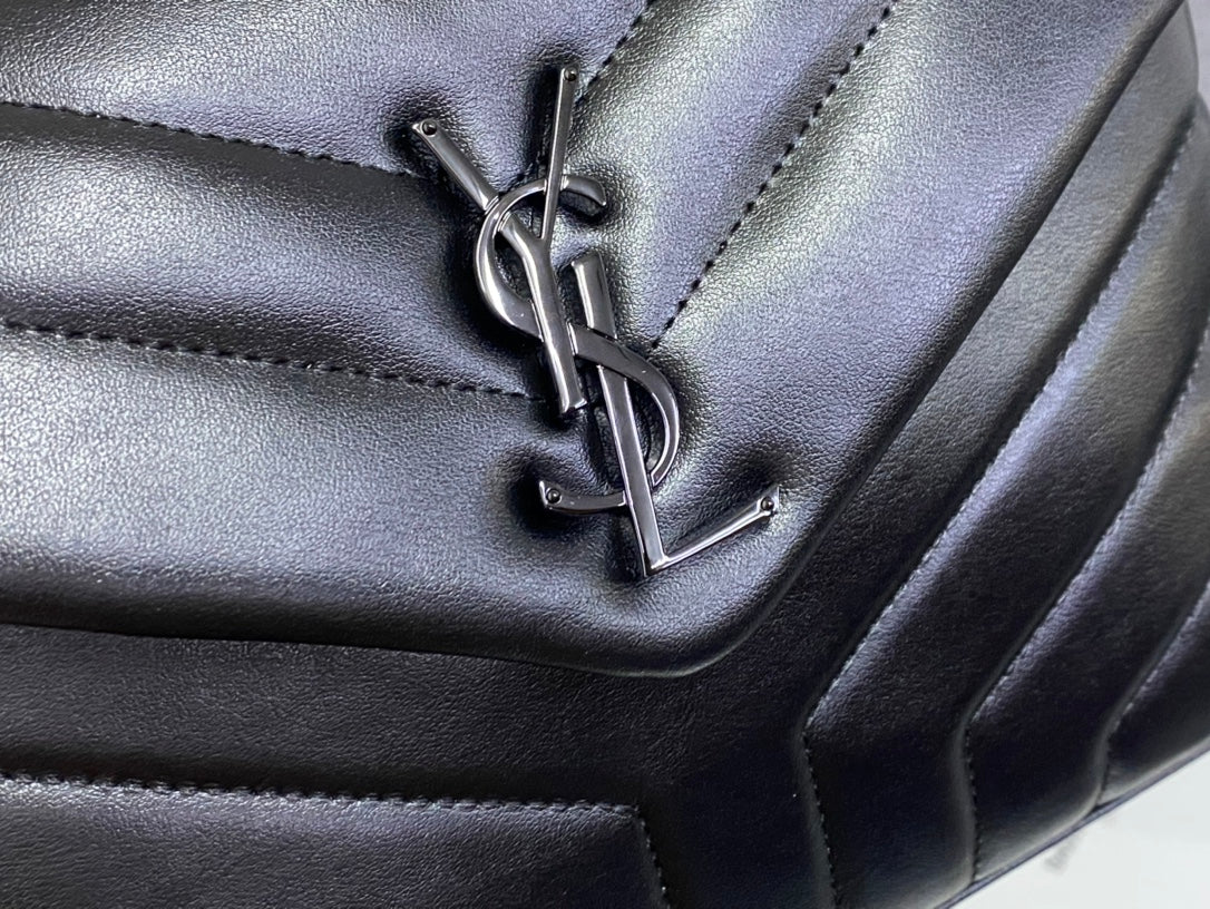Saint Laurent Loulou Small Shoulder Bag in Quilted Leather - Black on Black