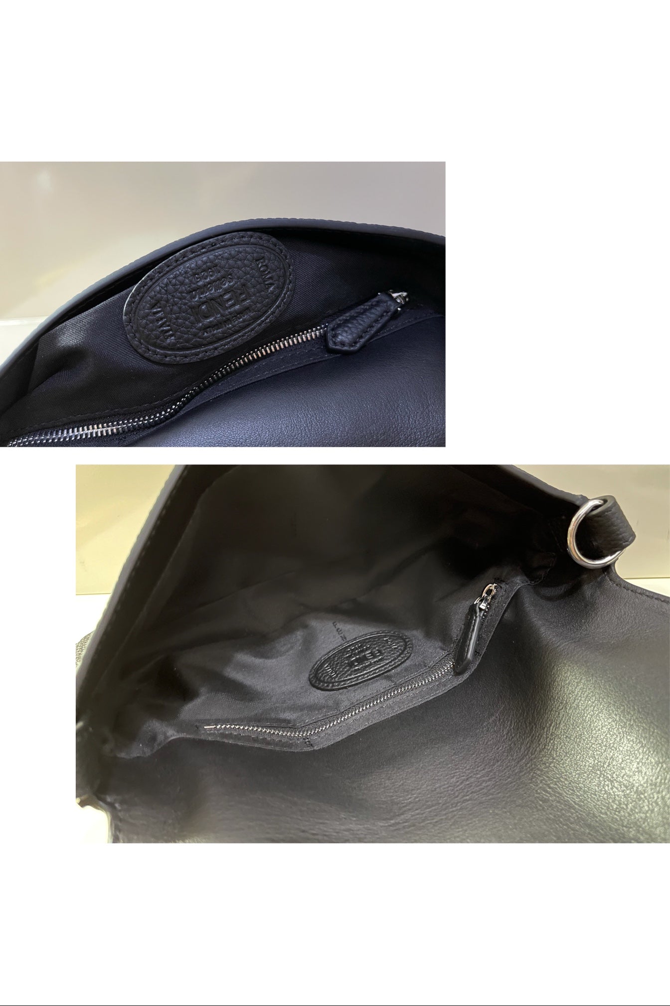 Fendi Black Leather Baguette Shoulder Bag with Silver FF Logo Buckle