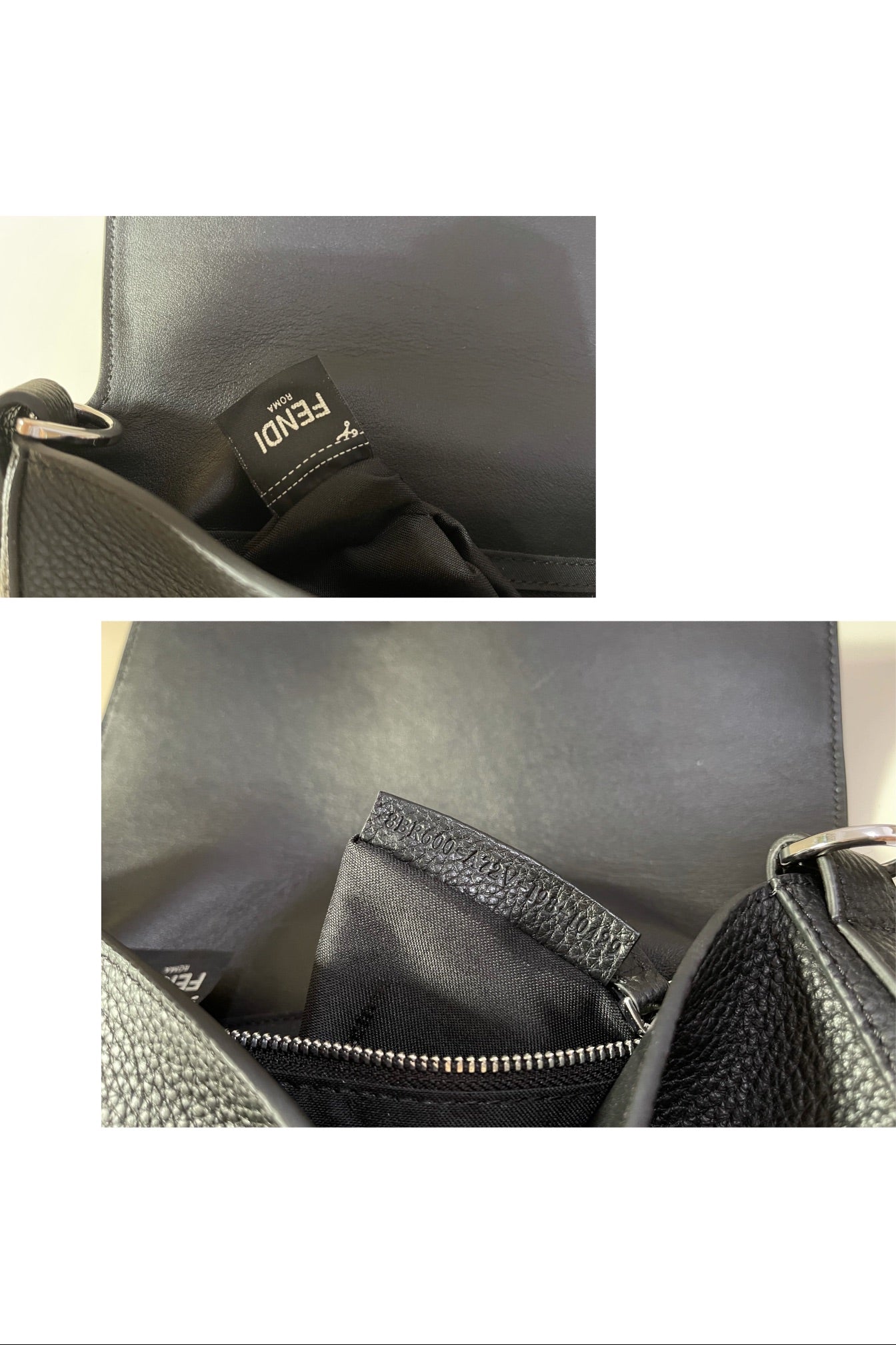 Fendi Black Leather Baguette Shoulder Bag with Silver FF Logo Buckle